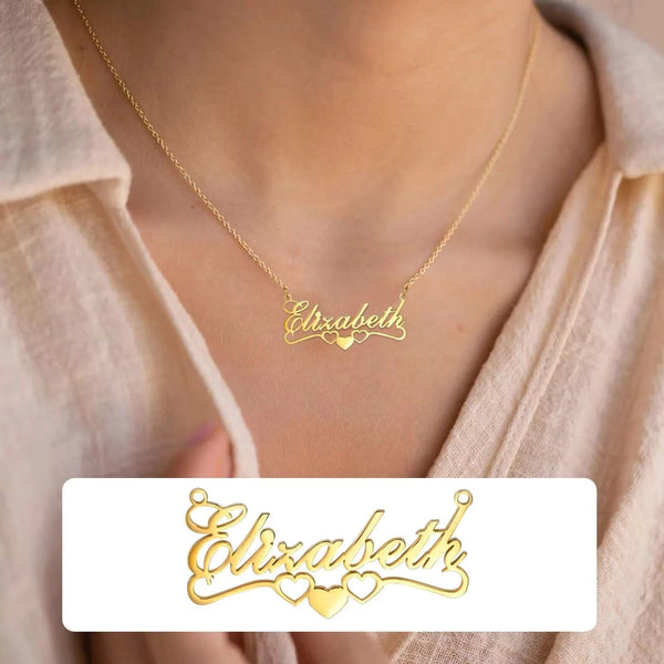 Made Chic Boutique 134 Cable-Link / Silver Color / 45CM-50CM Personalized Stainless Steel Name Necklace for Women with Gold Plated Adjustable Chain