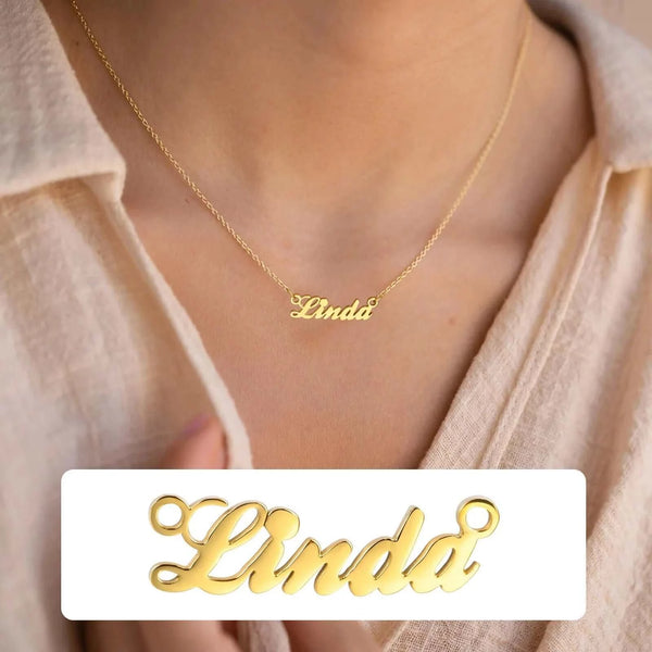 Made Chic Boutique Customized Name Necklace For Women, Adjustable Chain Paperclip/ Curb / Cable/ Figaro Link, Gold Plated Personalized Gift