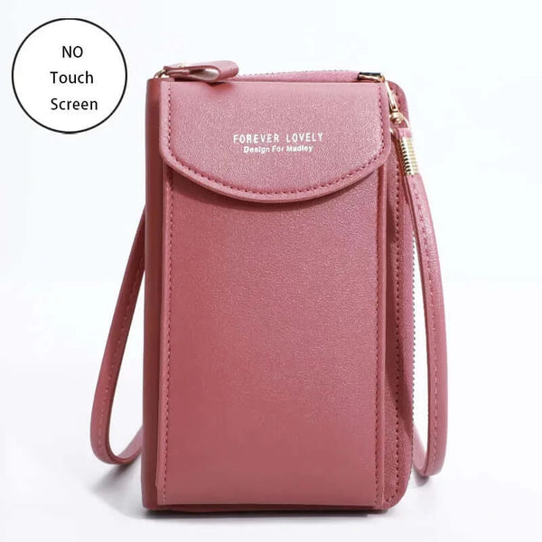 Made Chic Boutique Dark Pink 2 / 11x4x18CM / CN Buylor Women's Handbag Touch Screen Cell Phone Purse Shoulder Bag Female Cheap Small Wallet Soft Leather Crossbody сумка женская