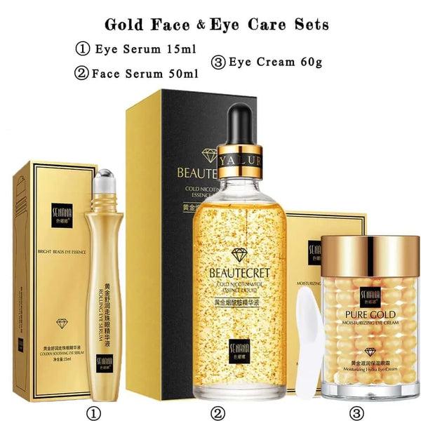Made Chic Boutique Face Care Set 3 / spain 24k Gold Facial Skin Care Set Moisturizing Repair Sleep Mask Acne Facial products kit Mask Anti Wrinkle Essence Korean Cosmetics