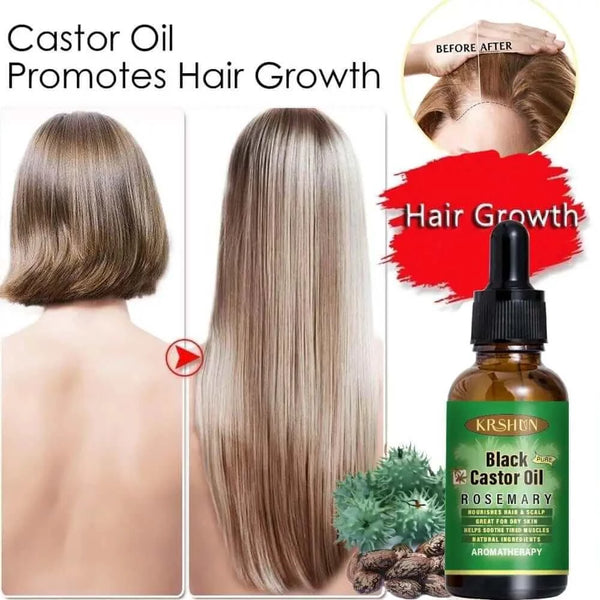 Made Chic Boutique Ginger Black Castor Oil Nourishes Hair Growth Skin Massage Hair Loss Essential Oil Eyebrows Growth Hair Tonic Oil for Men Women