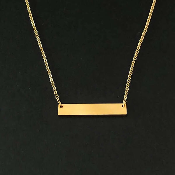 Made Chic Boutique Gold no laser Name Engraving Personalized Square Bar Custom Name Necklace Stainless Steel Pendant Necklace Gold 3 Colors Women/Men Custom Gift
