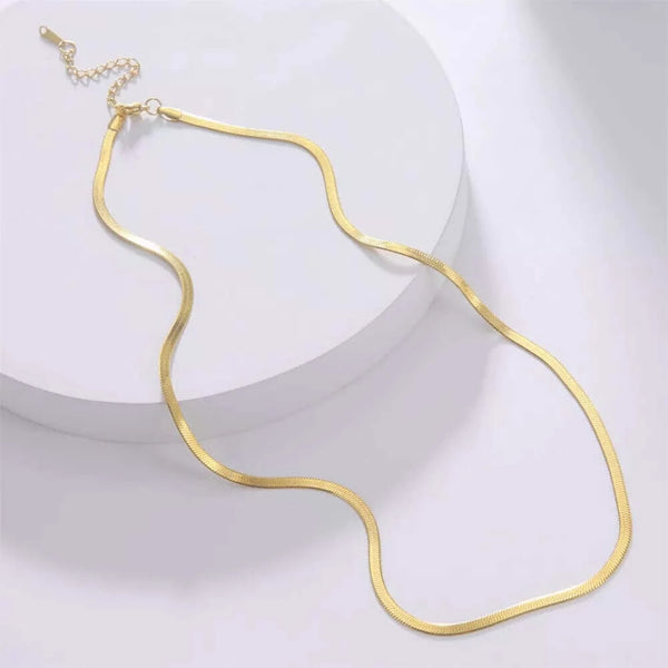 Made Chic Boutique Skyrim Stainless Steel Snake Chain Necklace for Women Men Gold Color Herringbone Choker Neck Chains 2023 Trend Jewelry Gift Hot