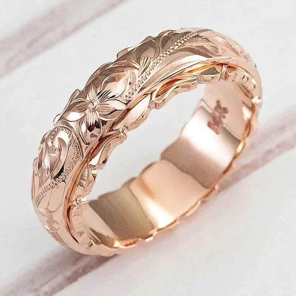 Made Chic Boutique Yellow Gold Suspended Carved Rose Flower Ring for women and men gold rings 14 k Women's jewelry rings Wedding Anniversary 2021