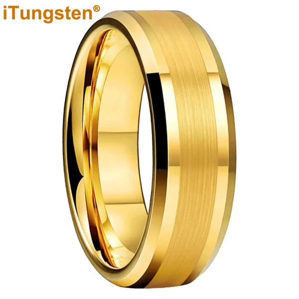 Made Chic Boutique 8mm Gold Color / 5 iTungsten 6mm 8mm Engagement Wedding Band Gold Plated Tungsten Finger Ring for Men Women Couple Fashion Jewelry Comfort Fit