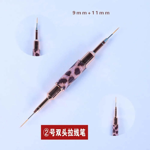 Made Chic Boutique 9mm and 11mm Leopard Print Double Head Nail Art Liner Brush