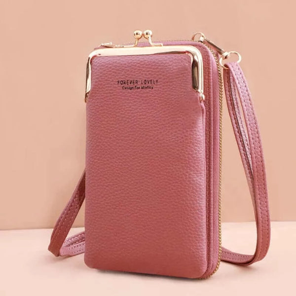 Made Chic Boutique A-dark pink Women's Handbag Cell Phone Purse Shoulder Bag Female Luxury Ladies Wallet Clutch PU Leather Crossbody Bags for Women