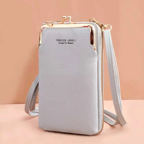 Made Chic Boutique A-light gray Women's Handbag Cell Phone Purse Shoulder Bag Female Luxury Ladies Wallet Clutch PU Leather Crossbody Bags for Women