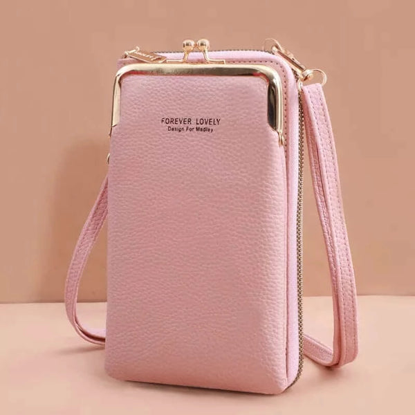 Made Chic Boutique A-pink Women's Handbag Cell Phone Purse Shoulder Bag Female Luxury Ladies Wallet Clutch PU Leather Crossbody Bags for Women