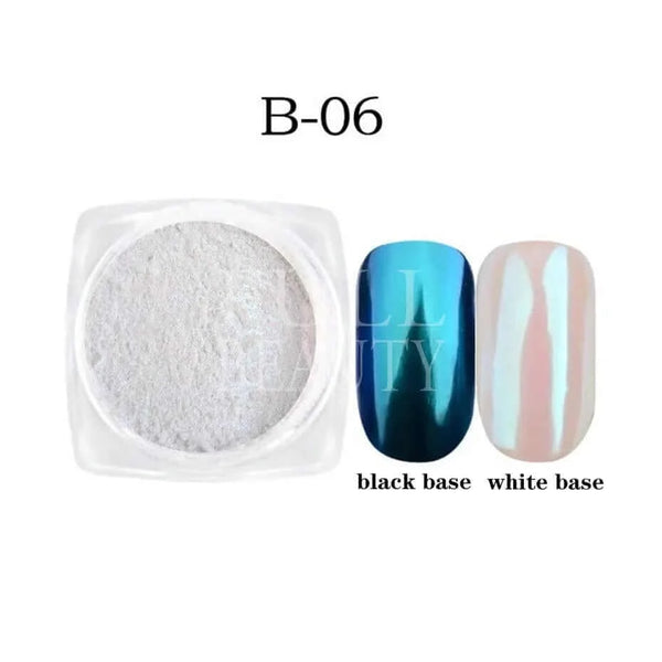 Made Chic Boutique B06 Pearl White Nails Glitter Aurora Yellow Pink Chrome Moonlight Powders Fritillary Shell Mirror Pigment Dust Nail Decoration #Y459