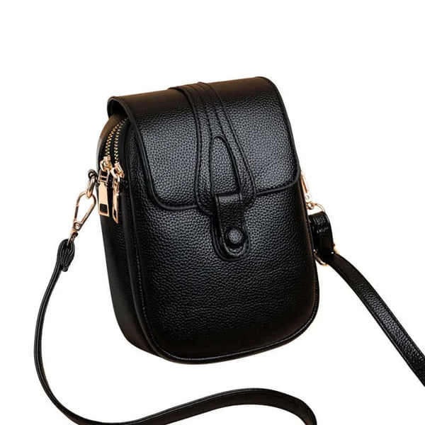 Made Chic Boutique Black Simple Design PU Leather Crossbody Shoulder Bags for Women Spring Retro Branded Handbags and Purses Ladies Mobile Phone sac