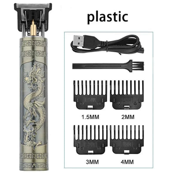 Made Chic Boutique bronze1 Vintage T9 Electric Hair Cutting Machine Hair Clipper Professional Men Shaver Rechargeable Barber Trimmer for Men Dragon Buddha