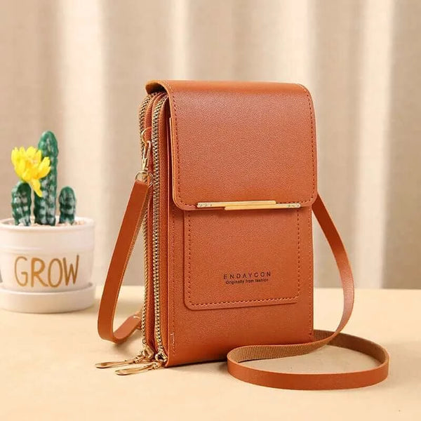 Made Chic Boutique Brown / 11x4x18CM / CN Buylor Women's Handbag Touch Screen Cell Phone Purse Shoulder Bag Female Cheap Small Wallet Soft Leather Crossbody сумка женская