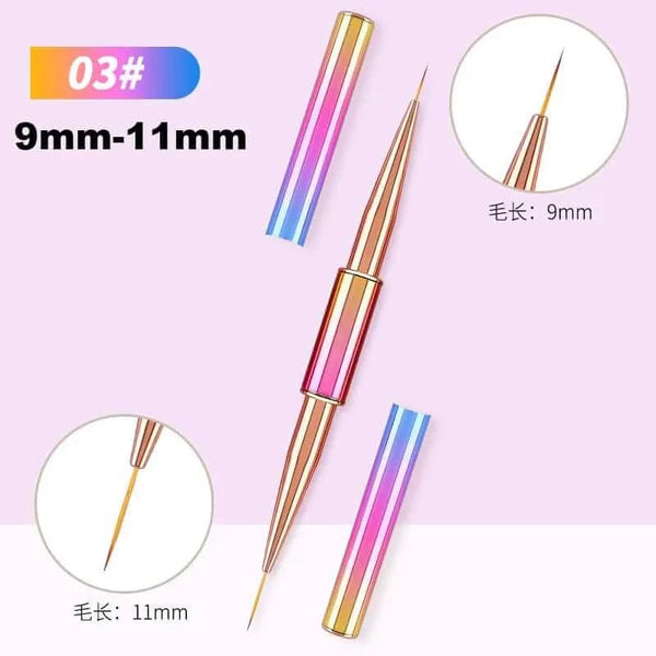 Made Chic Boutique C03-9mm-11mm Nail Art Liner Brushes Double Head Leopard Print Acrylic French Stripe Drawing Painting Pen Gel Polish Nail Art Manicure Tools