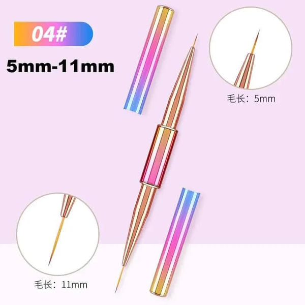 Made Chic Boutique C04-5mm-11mm Nail Art Liner Brushes Double Head Leopard Print Acrylic French Stripe Drawing Painting Pen Gel Polish Nail Art Manicure Tools