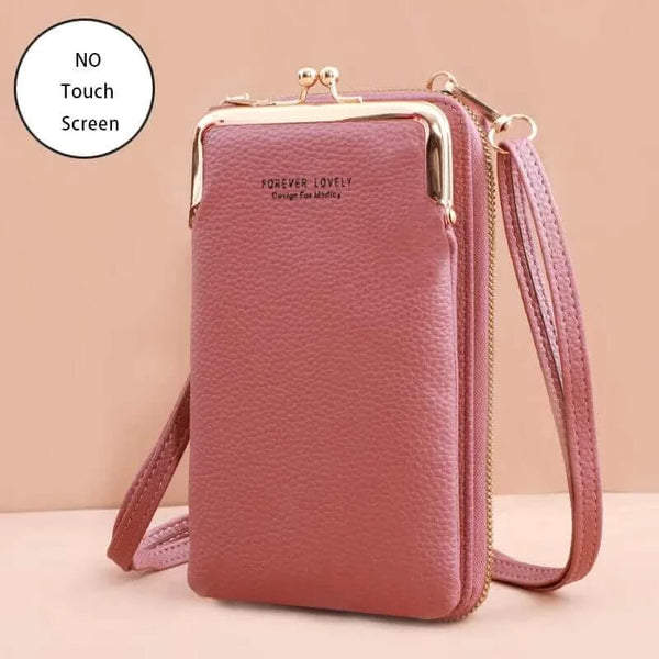Made Chic Boutique Dark pink 3 / 11x4x18CM / CN Buylor Women's Handbag Touch Screen Cell Phone Purse Shoulder Bag Female Cheap Small Wallet Soft Leather Crossbody сумка женская