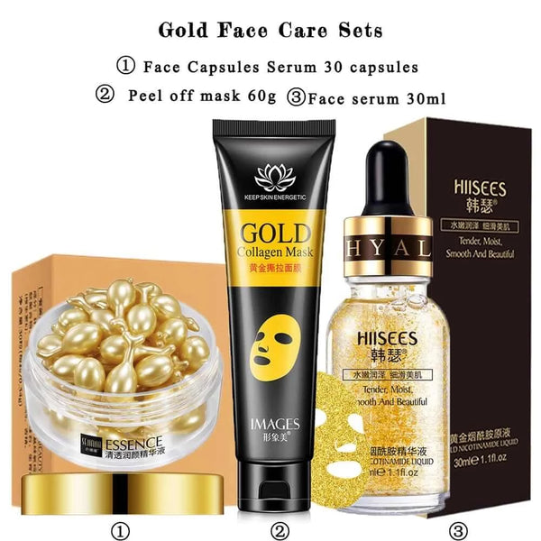Made Chic Boutique Face Care Set 2 / spain 24k Gold Facial Skin Care Set Moisturizing Repair Sleep Mask Acne Facial products kit Mask Anti Wrinkle Essence Korean Cosmetics