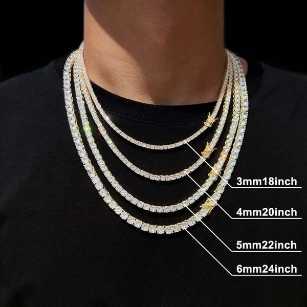 Made Chic Boutique Hip Hop Jewelry Iced Out Tennis Chain Bling CZ Men Diamond Cubic Zirconia Choker Necklace Women