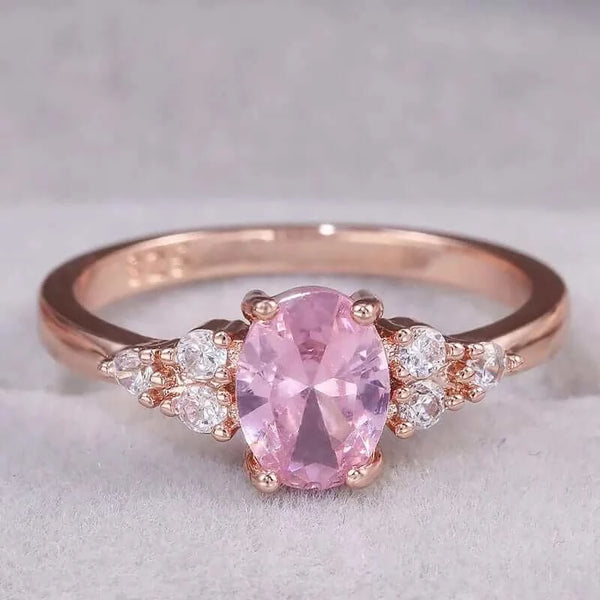 Made Chic Boutique Huitan Romantic Pink AAA Cubic Zircon Stone Princess Rings With Rose Gold Color Engagement Accessories Tiny Delicate Rings