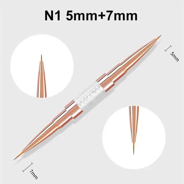 Made Chic Boutique N1-5mm-7mm Nail Art Liner Brushes Double Head Leopard Print Acrylic French Stripe Drawing Painting Pen Gel Polish Nail Art Manicure Tools