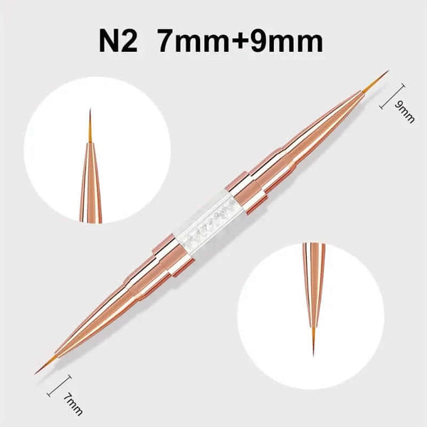 Made Chic Boutique N2-7mm-9mm Nail Art Liner Brushes Double Head Leopard Print Acrylic French Stripe Drawing Painting Pen Gel Polish Nail Art Manicure Tools