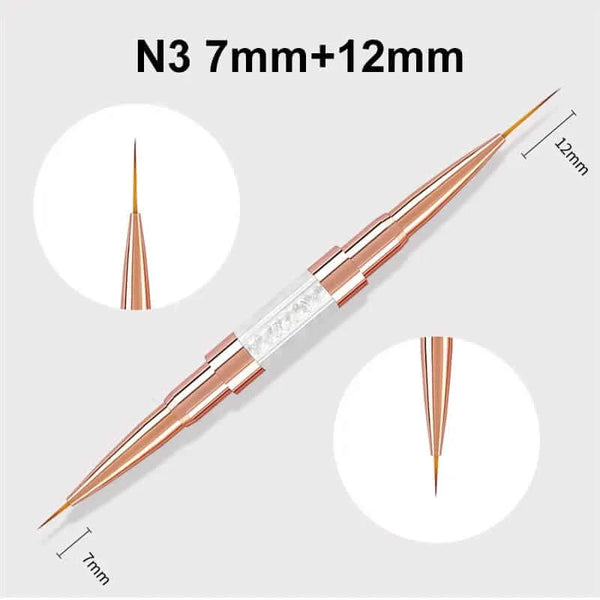 Made Chic Boutique N3-7mm-12mm Nail Art Liner Brushes Double Head Leopard Print Acrylic French Stripe Drawing Painting Pen Gel Polish Nail Art Manicure Tools