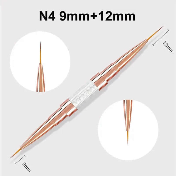 Made Chic Boutique N4-9mm-12mm Nail Art Liner Brushes Double Head Leopard Print Acrylic French Stripe Drawing Painting Pen Gel Polish Nail Art Manicure Tools