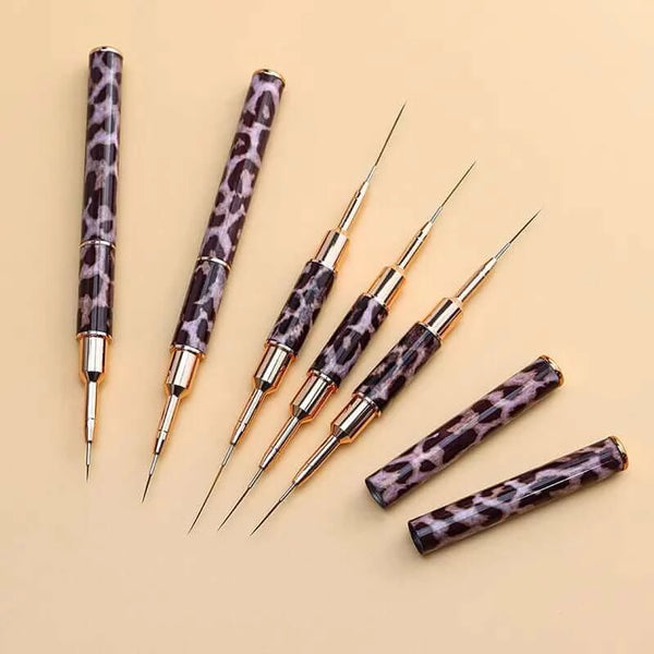 Made Chic Boutique Nail Art Liner Brushes Double Head Leopard Print Acrylic French Stripe Drawing Painting Pen Gel Polish Nail Art Manicure Tools