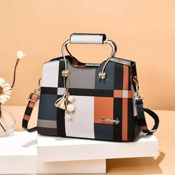 Made Chic Boutique One Size / Black Square Orange Fashion Handbag Crossbody Bags for Women Faux Leather Bag Adjustable Strap Top Handle Bag Large Capacity Shoulder Bags Totes