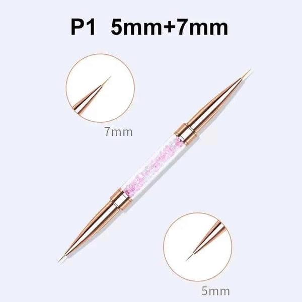 Made Chic Boutique P1-5mm-7mm Nail Art Liner Brushes Double Head Leopard Print Acrylic French Stripe Drawing Painting Pen Gel Polish Nail Art Manicure Tools