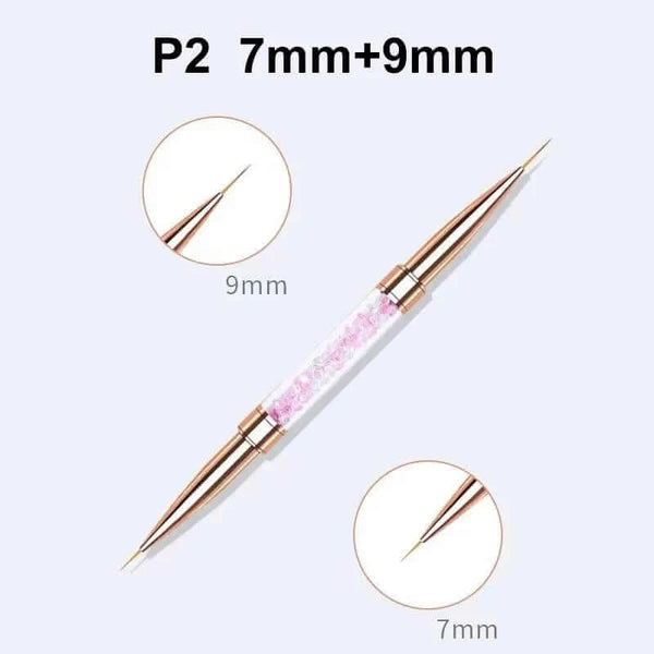 Made Chic Boutique P2-7mm-9mm Nail Art Liner Brushes Double Head Leopard Print Acrylic French Stripe Drawing Painting Pen Gel Polish Nail Art Manicure Tools