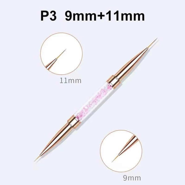 Made Chic Boutique P3-9mm-11mm Nail Art Liner Brushes Double Head Leopard Print Acrylic French Stripe Drawing Painting Pen Gel Polish Nail Art Manicure Tools