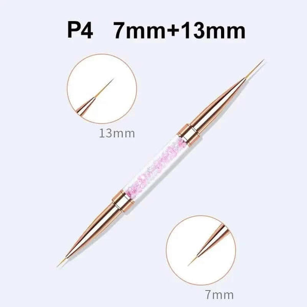 Made Chic Boutique P4-7mm-13mm Nail Art Liner Brushes Double Head Leopard Print Acrylic French Stripe Drawing Painting Pen Gel Polish Nail Art Manicure Tools