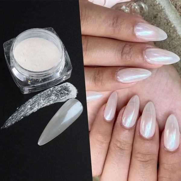 Made Chic Boutique Pearl White Nails Glitter Aurora Yellow Pink Chrome Moonlight Powders Fritillary Shell Mirror Pigment Dust Nail Decoration #Y459