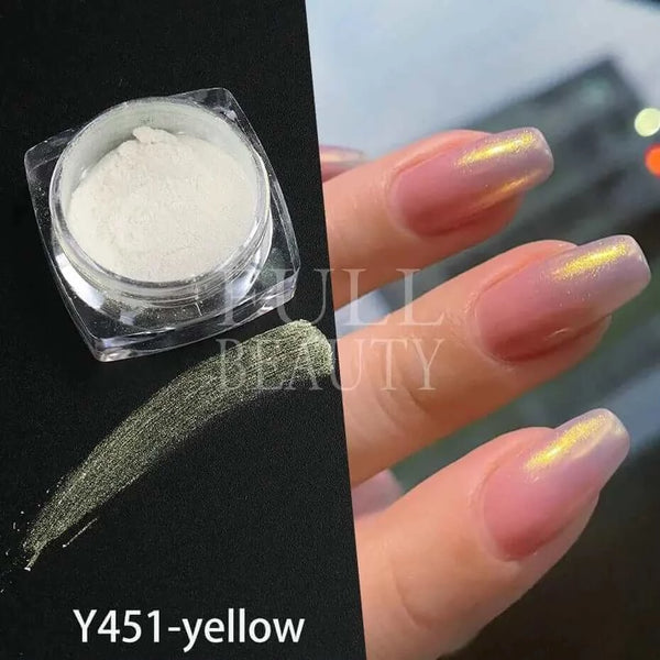 Made Chic Boutique Pearl White Nails Glitter Aurora Yellow Pink Chrome Moonlight Powders Fritillary Shell Mirror Pigment Dust Nail Decoration #Y459