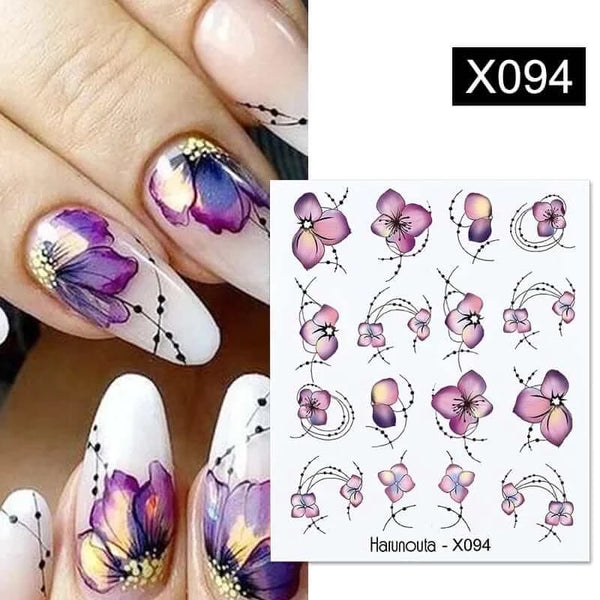 Made Chic Boutique Pink Spring Flower Leaves Nail Water Decals - DIY Nail Art Stickers