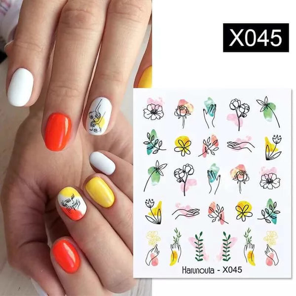 Made Chic Boutique Pink Spring Flower Leaves Nail Water Decals - DIY Nail Art Stickers