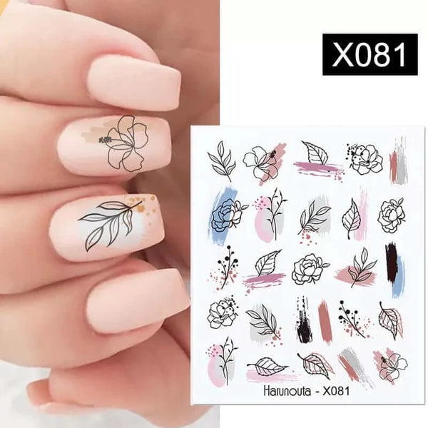 Made Chic Boutique Pink Spring Flower Leaves Nail Water Decals - DIY Nail Art Stickers