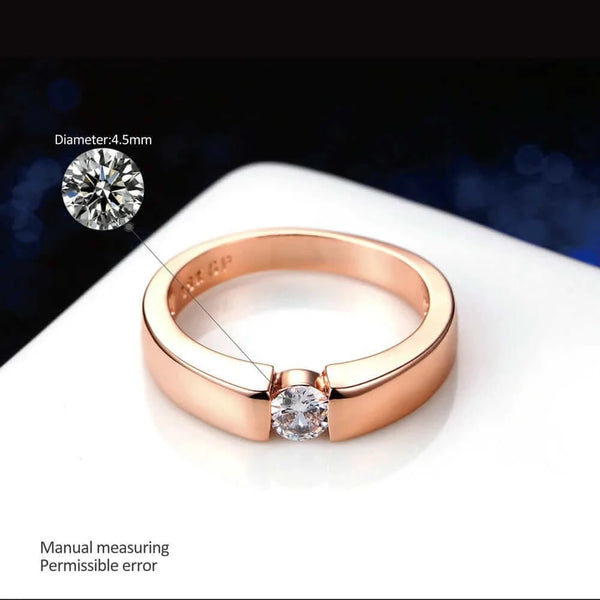 Made Chic Boutique Princess Cut Stone Engagement Wedding Rings For Women Rose Gold Color Couples's Promise Ring Fashion Jewelry All Size DFR400