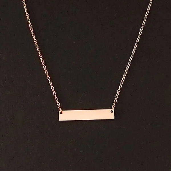 Made Chic Boutique Rose gold no laser Name Engraving Personalized Square Bar Custom Name Necklace Stainless Steel Pendant Necklace Gold 3 Colors Women/Men Custom Gift