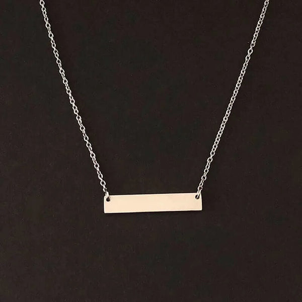 Made Chic Boutique Silver no laser Name Engraving Personalized Square Bar Custom Name Necklace Stainless Steel Pendant Necklace Gold 3 Colors Women/Men Custom Gift