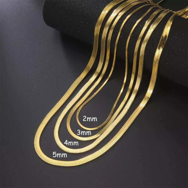 Made Chic Boutique Skyrim Stainless Steel Snake Chain Necklace for Women Men Gold Color Herringbone Choker Neck Chains 2023 Trend Jewelry Gift Hot
