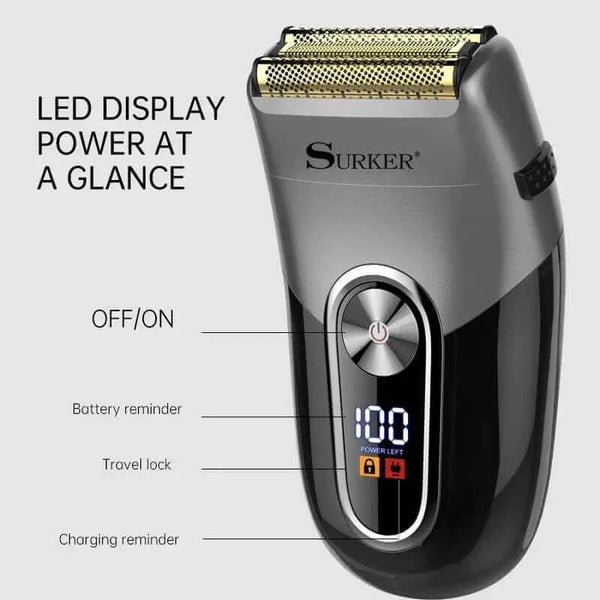 Made Chic Boutique Surker Electric Shaver for Men Wet Dry Electric Foil Shaver Net Household Travel Beard Trimmer USB Waterproof Electric Razor