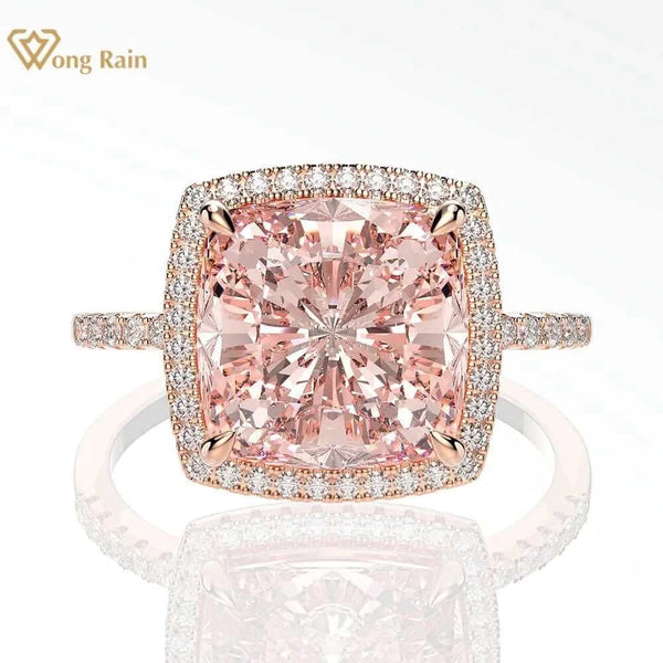 Made Chic Boutique Wong Rain Luxury 100% 925 Sterling Silver Created Moissanite Morganite Gemstone Wedding Engagement Ring Fine Jewelry Wholesale