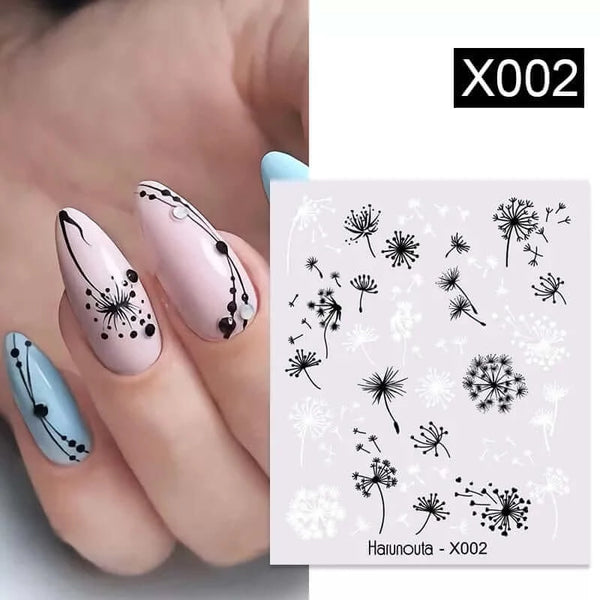 Made Chic Boutique X002 Pink Spring Flower Leaves Nail Water Decals - DIY Nail Art Stickers