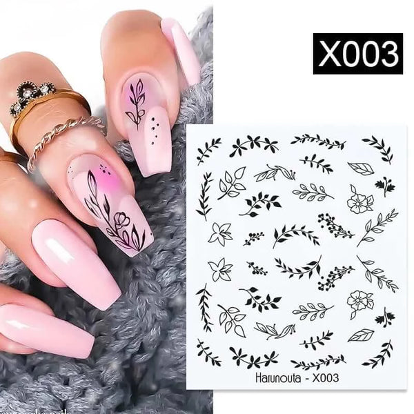 Made Chic Boutique X003 Pink Spring Flower Leaves Nail Water Decals - DIY Nail Art Stickers