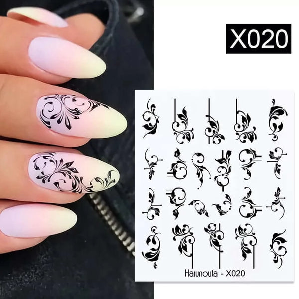 Made Chic Boutique X020 Pink Spring Flower Leaves Nail Water Decals - DIY Nail Art Stickers