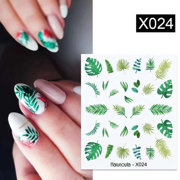 Made Chic Boutique X024 Pink Spring Flower Leaves Nail Water Decals - DIY Nail Art Stickers