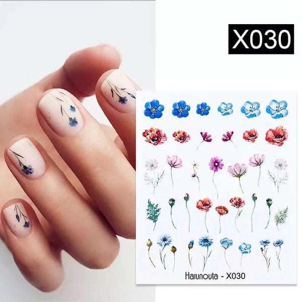 Made Chic Boutique X030 Pink Spring Flower Leaves Nail Water Decals - DIY Nail Art Stickers