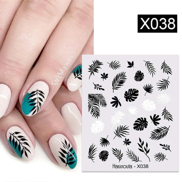 Made Chic Boutique X038 Pink Spring Flower Leaves Nail Water Decals - DIY Nail Art Stickers